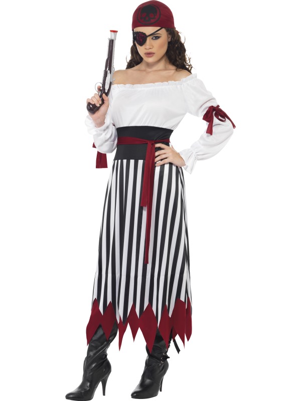 Pirate Lady Costume -  Black & White - 20803M