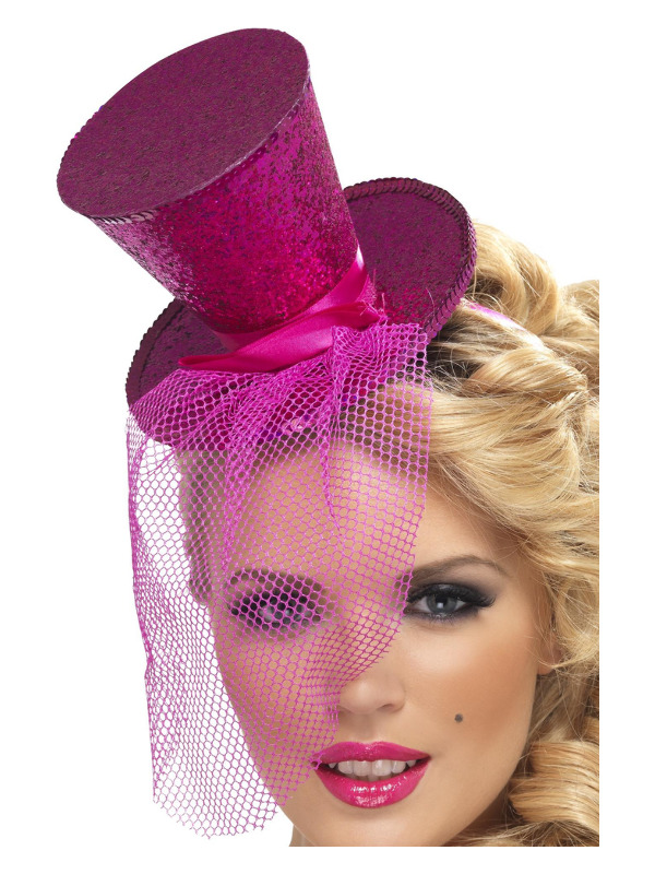Fever Mini Top Hat on Headband -  Hot Pink - 21194