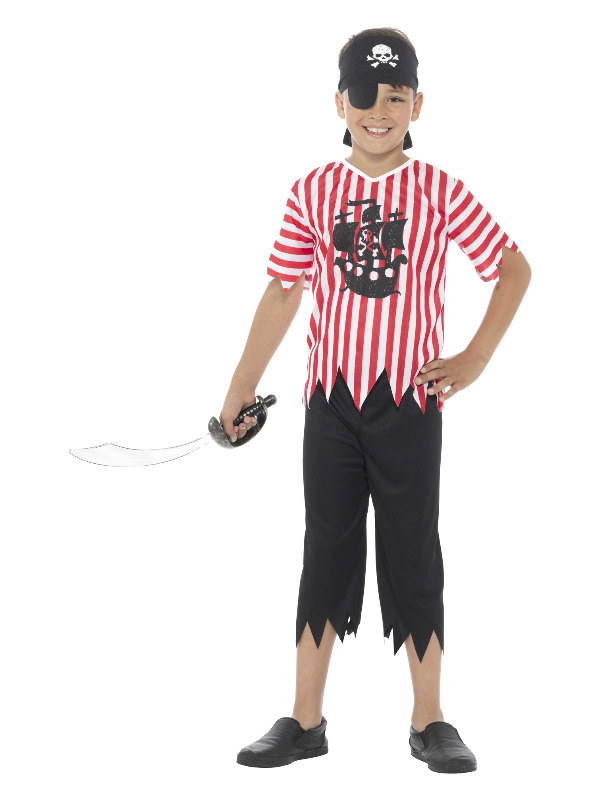 Jolly Pirate Boy Costume -  Red & White - 21890S