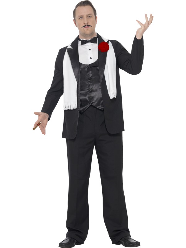 Curves Gangster Costume -  Black - 24468XL