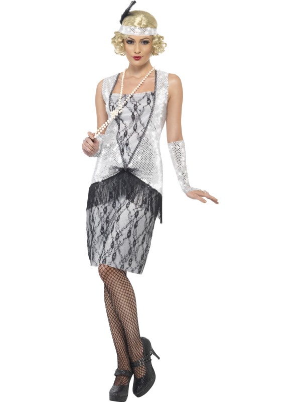 Flapper Costume -  Silver - 25278L
