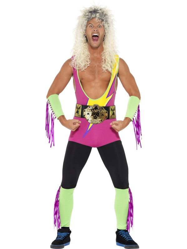 Retro Wrestler Costume -  Multi-Coloured - 27561M