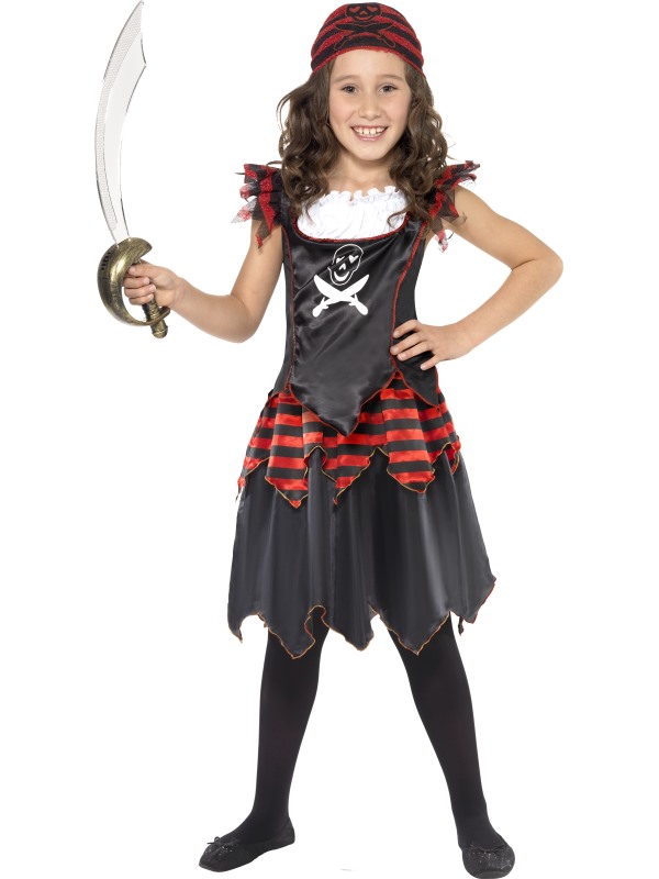 Pirate Skull & Crossbones Girl Costume -  Black - 32341S