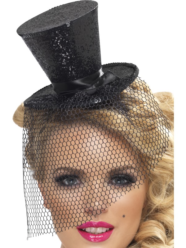 Fever Mini Top Hat on Headband -  Black - 32927