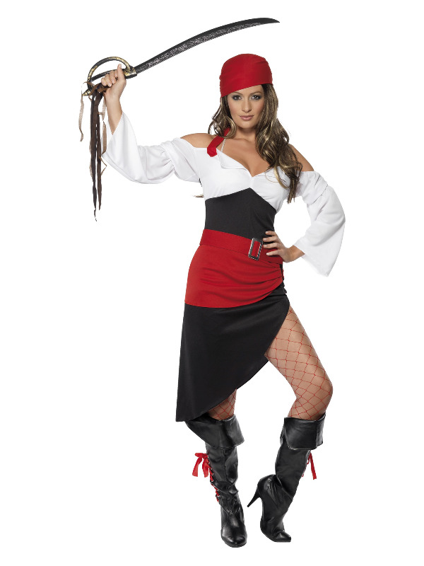 Sassy Pirate Wench Costume with Skirt -  Black - 33356L