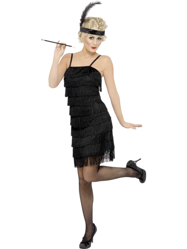 Deluxe Fringe Flapper Costume -  Black - 33451M