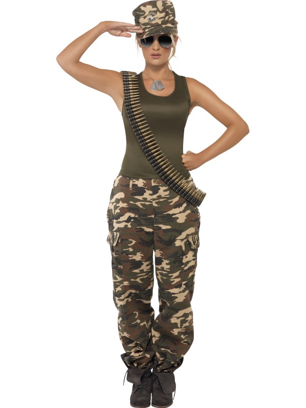Deluxe Khaki Camo Costume -  Female -  Khaki Green - 35457L