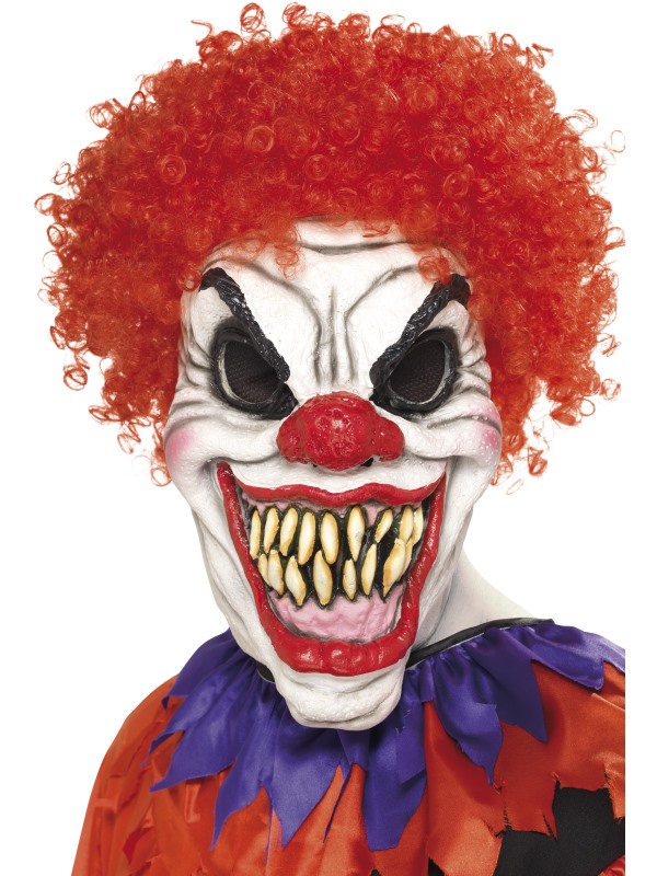 Scary Clown Mask -  White & Red - 35710