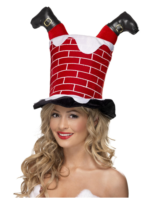 Santa Stuck in Chimney Hat -  Red - 38335