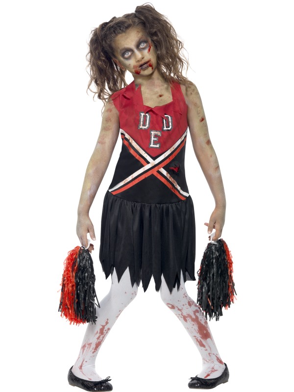 Zombie Cheerleader Costume -  Red & Black - 43023M