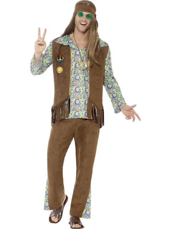 60s Hippie Costume -  with Trousers -  Top -  Waistcoat -  - 43126L