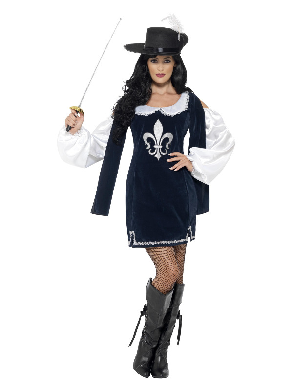 Musketeer Female Costume -  Navy - 43416XS