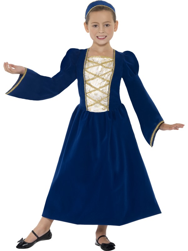 Tudor Princess Girl Costume -  Royal Blue - 44013S