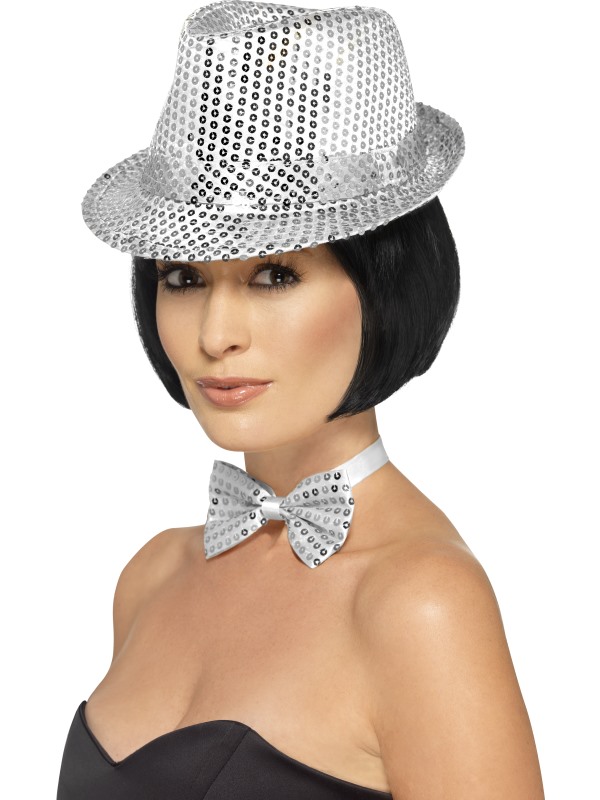 Sequin Trilby Hat -  Silver - 44380