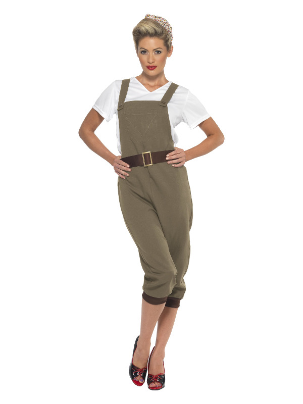 WW2 Land Girl Costume -  Khaki - 44438X1