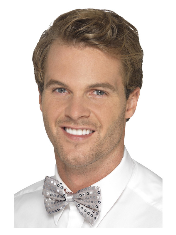 Sequin Bow Tie -  Silver - 44706