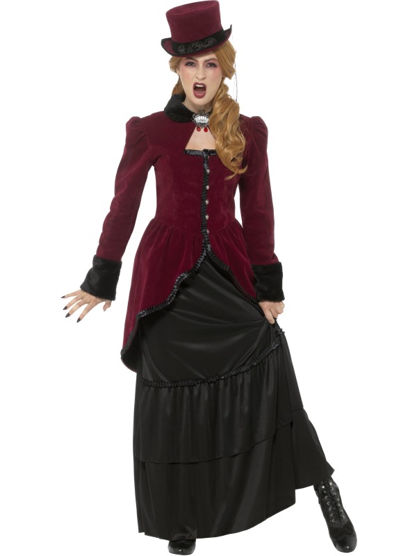 Deluxe Victorian Vampiress Costume -  Burgundy - 45116S