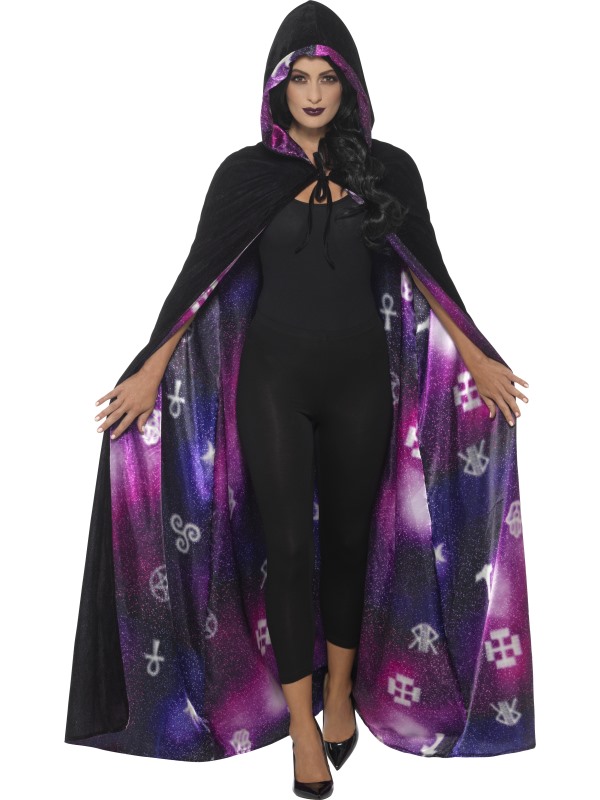 Deluxe Reversible Galaxy Ouija Cape -  Black & Purpl - 45118