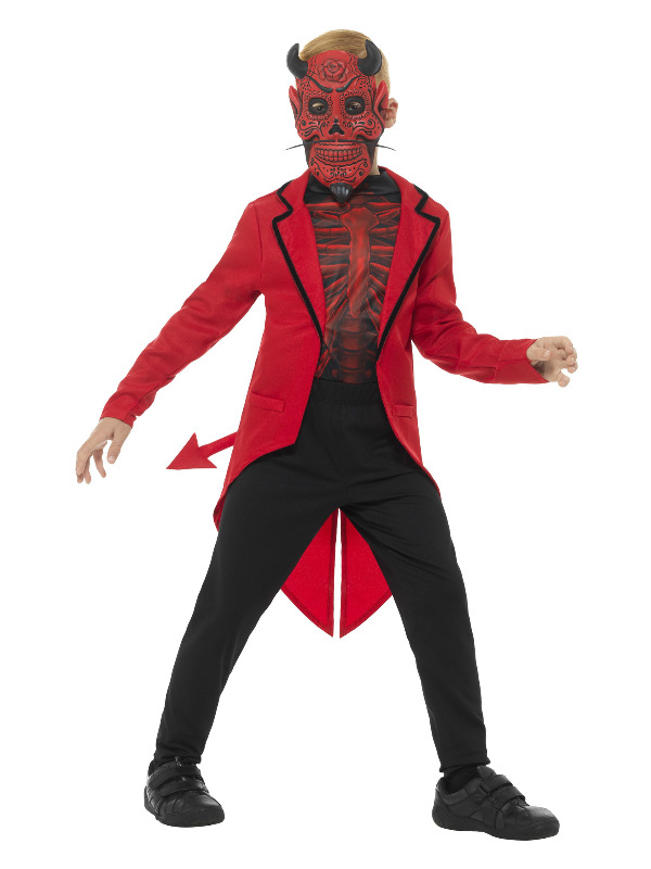 Deluxe Day of the Dead Devil Boy Costume -  Red - 45122M