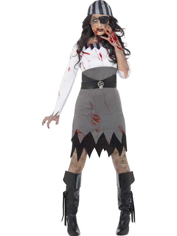 Zombie Pirate Lady Costume -  Grey - 45525L