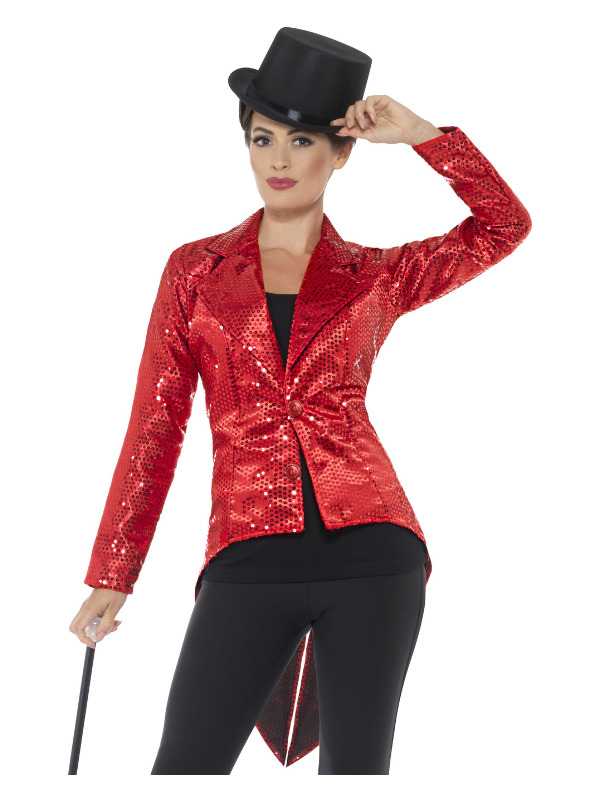 Sequin Tailcoat Jacket -  Ladies -  Red - 46958M