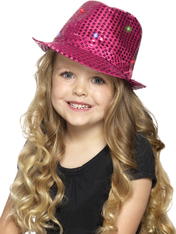 Light Up Sequin Trilby Hat -  Pink - 47070