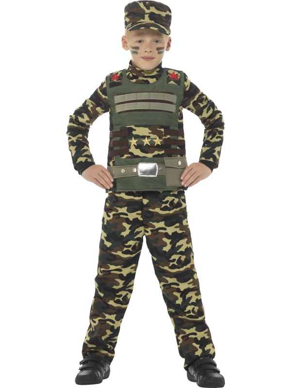 Camouflage Military Boy Costume -  Green - 48209S