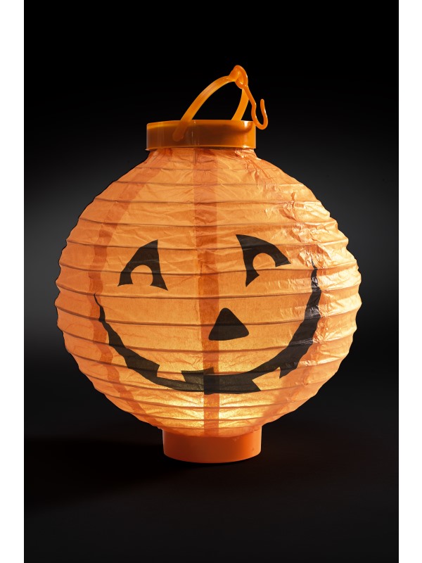 Light Up LED Paper Pumpkin Lantern -  Orange - 48289