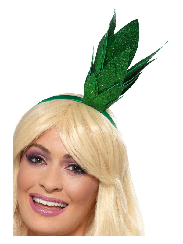 Pineapple Stalk Glitter Headband -  Green - 48878
