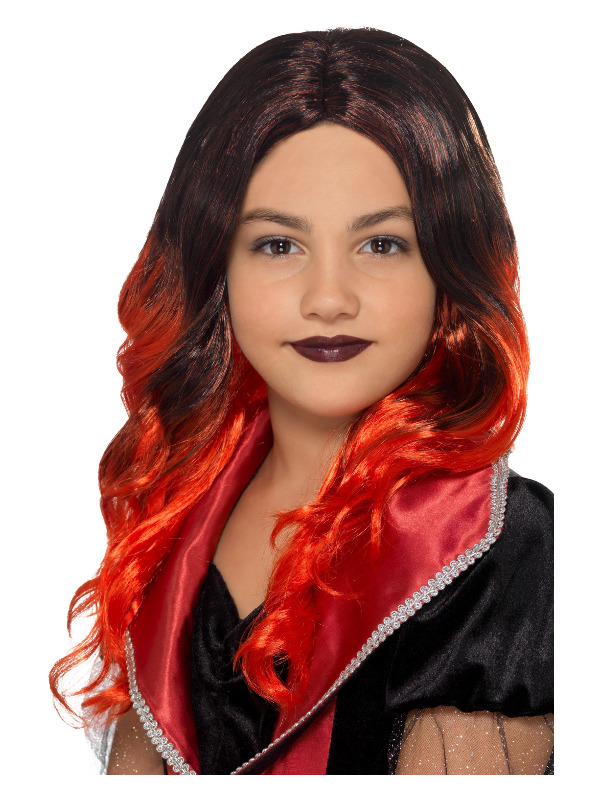 Kids Witch Wig -  Black & Red - 49126