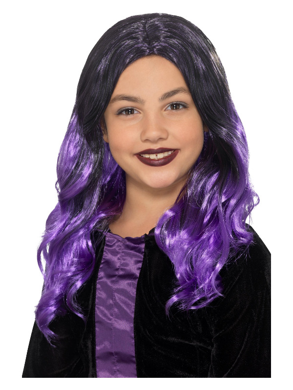 Kids Witch Wig -  Black & Purple - 49128