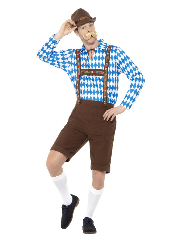 Bavarian Beer Man Costume -  Blue & Brown - 49658M