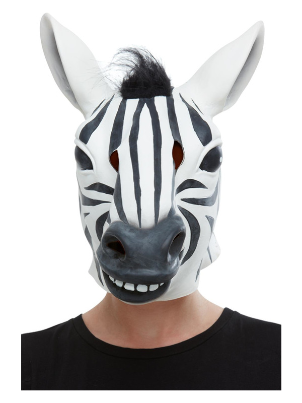Zebra Latex Mask -  Black & White - 50882