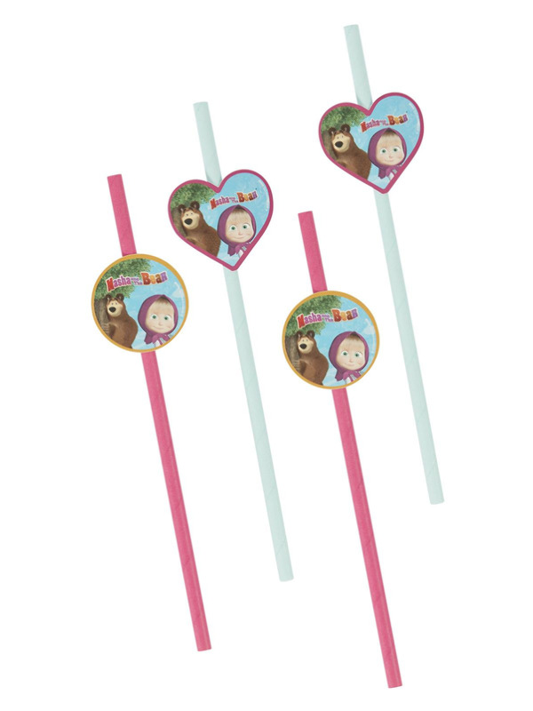 Masha and The Bear Tableware Party Straws x16 - 51554