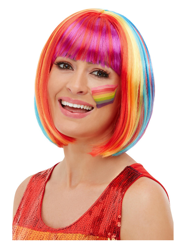 Rainbow Bob Wig -  Multi-Coloured - 52028