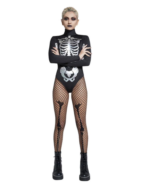 Fever Skeleton Bodysuit -  Black & White - 52184M