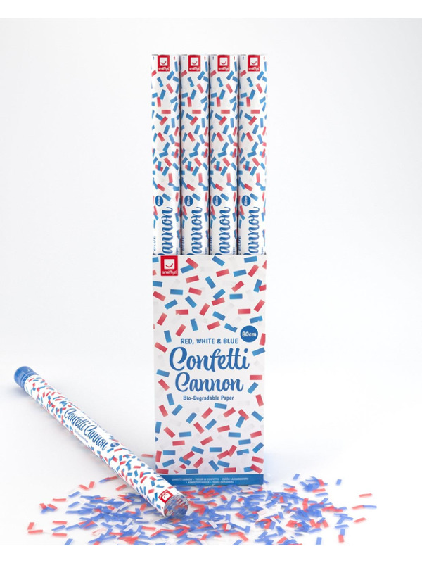 80cm Union Jack Confetti Cannon -  Red -  White & Blue - 52716
