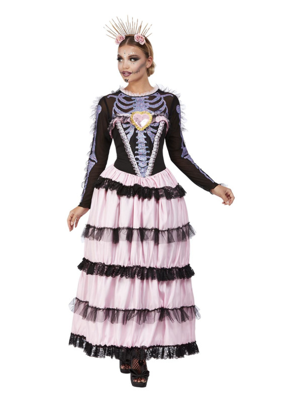 Deluxe Day of the Dead Senorita Costume -  Pink - 63034L