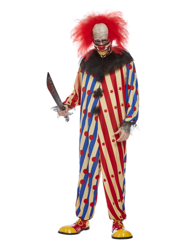 Creepy Clown Costume -  Red & Blue - 63044L