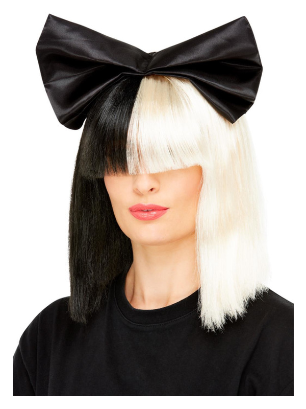 Two Tone Popstar Wig -  Black & White - 72092