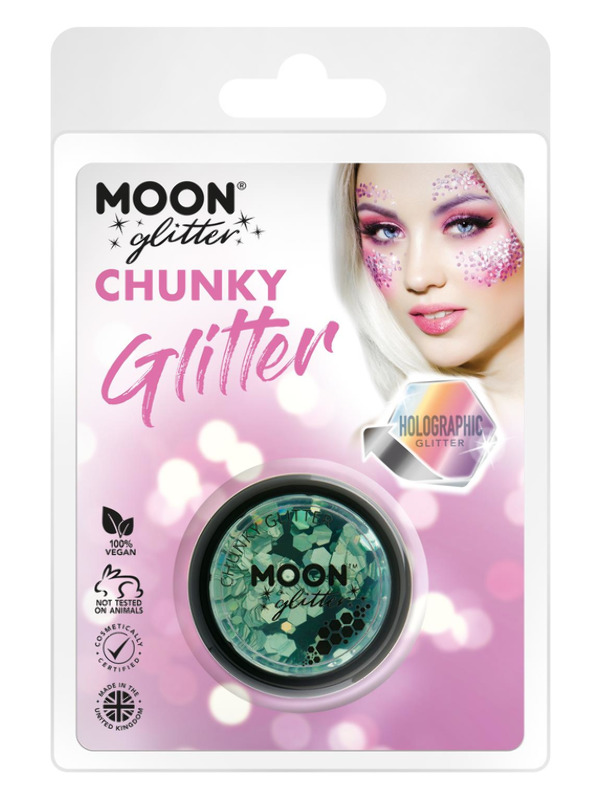 Moon Glitter Holographic Chunky Glitter -  Green - G04656