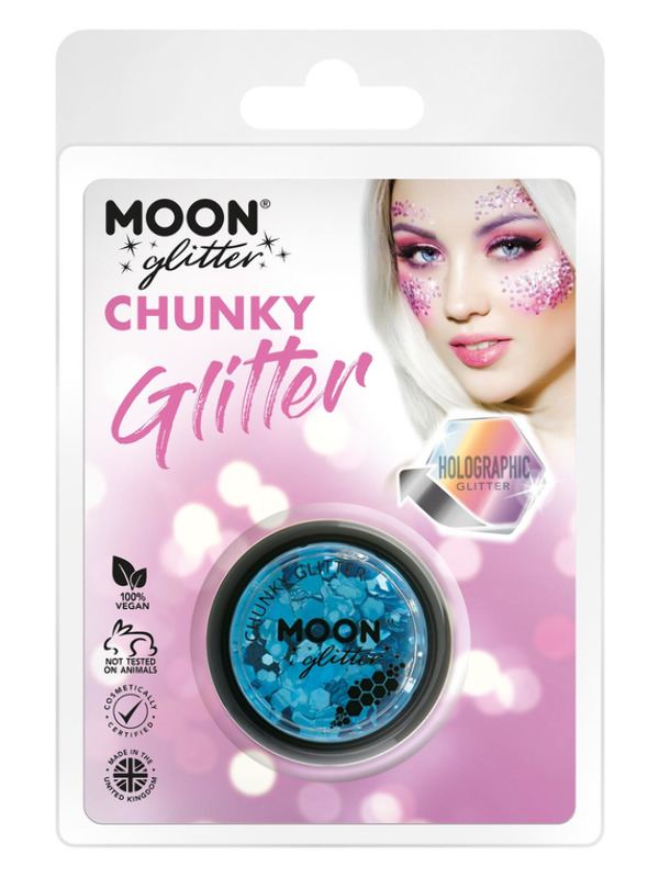 Moon Glitter Holographic Chunky Glitter -  Blue - G04663