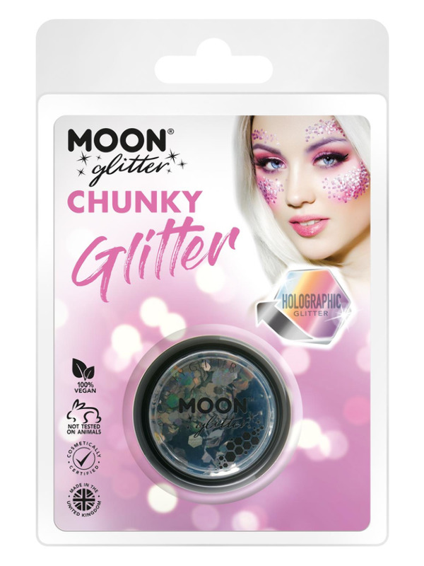 Moon Glitter Holographic Chunky Glitter -  Black - G04687