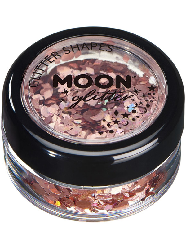 Moon Glitter Holographic Glitter Shapes -  Rose Gold - G05028
