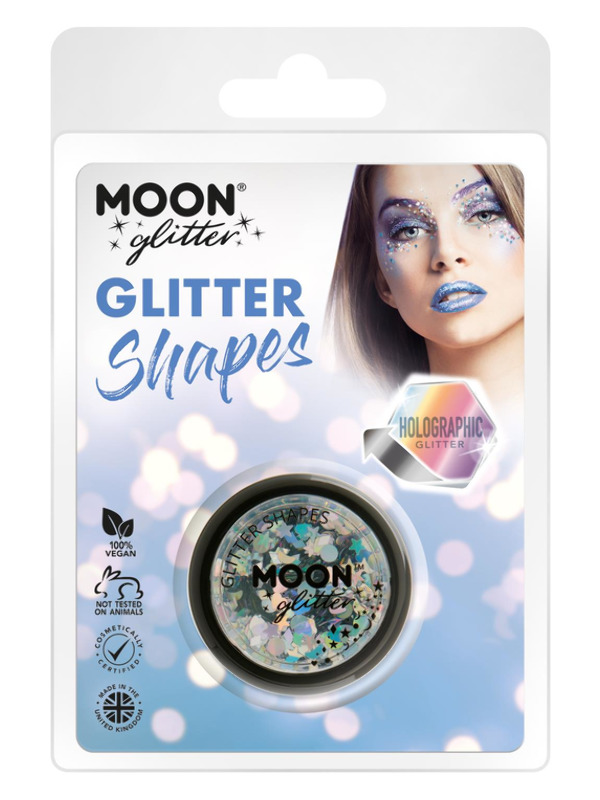Moon Glitter Holographic Glitter Shapes -  Silver - G05134
