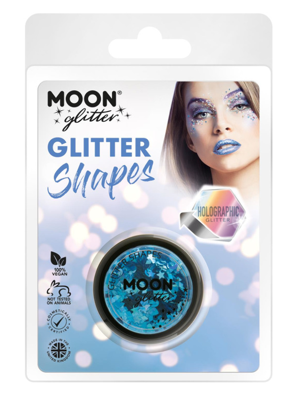Moon Glitter Holographic Glitter Shapes -  Blue - G05189