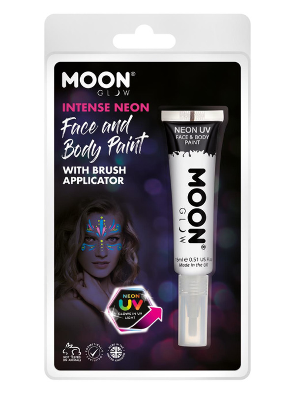Moon Glow Intense Neon UV Face Paint and Brush M03215 Costume Make Up Moon Glow Intense Neon UV Face Paint and Brush M03215 Costume Make Up