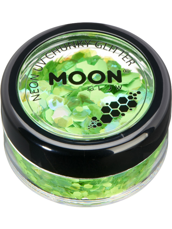 Moon Glow - Neon UV Chunky Glitter -  Green - M27044