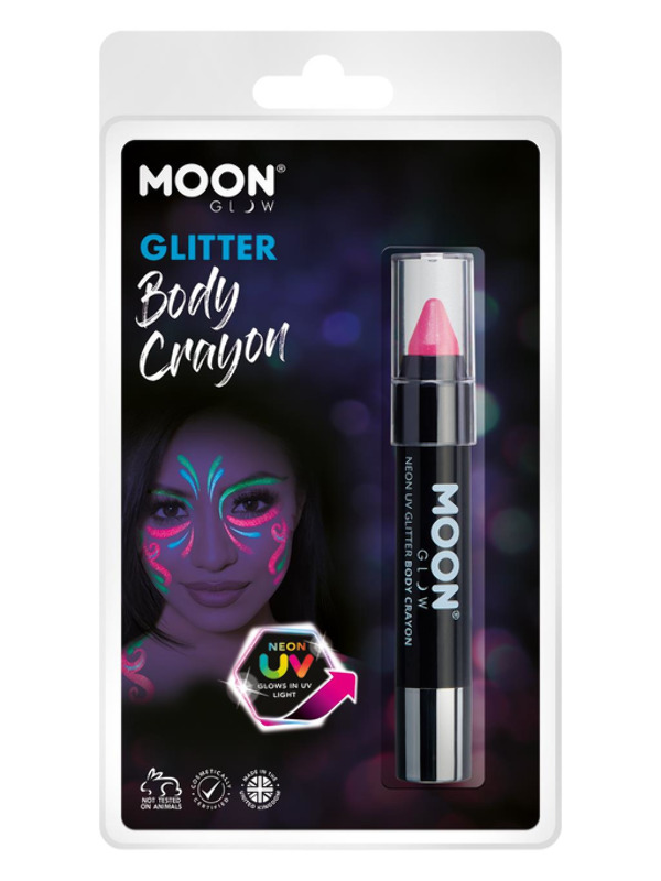 Moon Glow - Neon UV Glitter Body Crayons -  Hot Pink - M39504