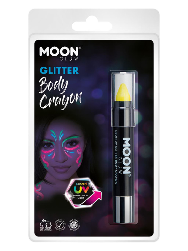 Moon Glow - Neon UV Glitter Body Crayons -  Yellow - M39535